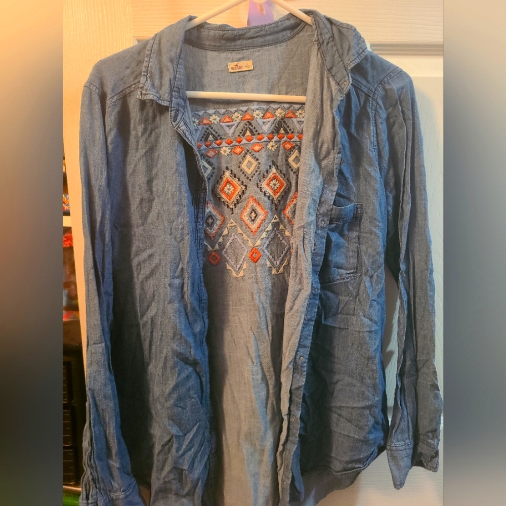 Denim top large Hollister